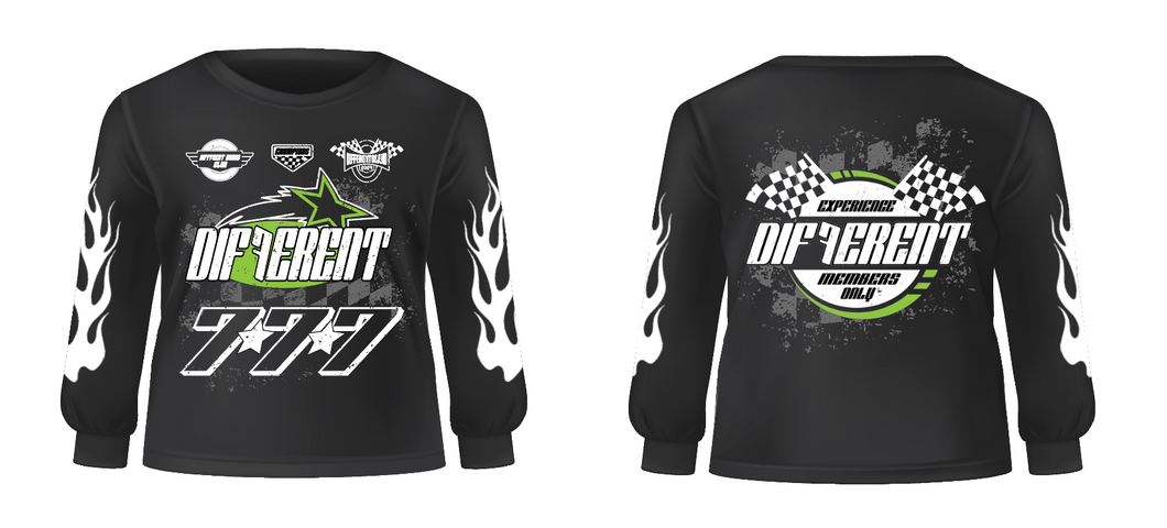 Black/slime green biker long sleeve T-shirt