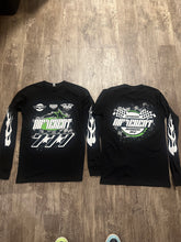 Load image into Gallery viewer, Black/slime green biker long sleeve T-shirt