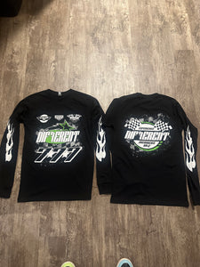 Black/slime green biker long sleeve T-shirt