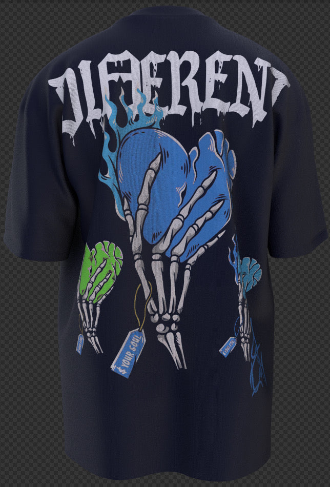 3 heart navy blue T-shirt